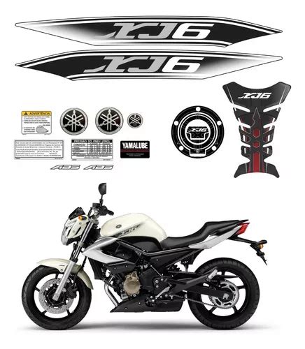 Kit Adesivo Tanque Tankpad Bocal Para Yamaha Xj6 2011 13521 Cor Preto