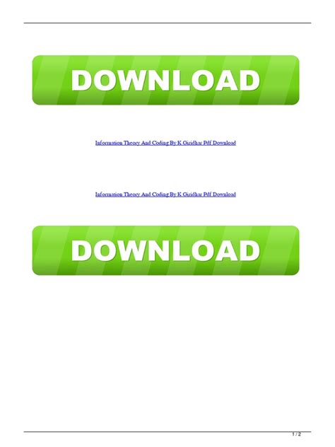 Information Theory and Coding by K Giridhar PDF Download PDF | PDF ...