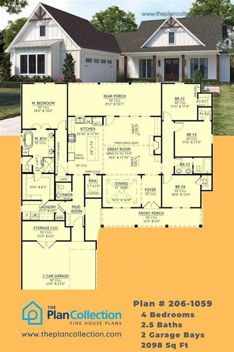 Farmhouse Floor Plan Bedrms Baths Sq Ft In