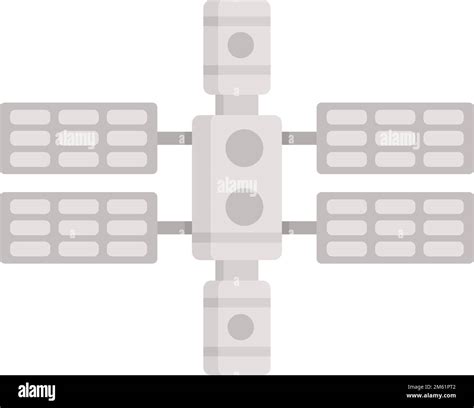 Cosmos Space Station Icon Flat Vector Spacecraft Ship International