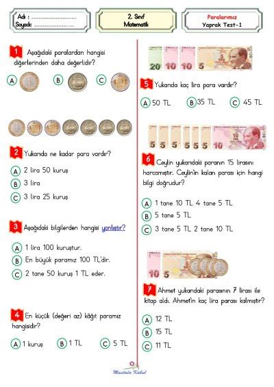 S N F Matematik Paralar M Z Konu Anlat M Problemler Yaprak