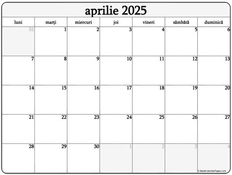 Calendarul Aprilie Imprimabil Gratuit In Romana