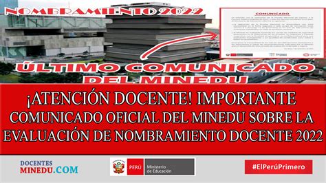 Atenci N Docente Importante Comunicado Oficial Del Minedu Sobre La