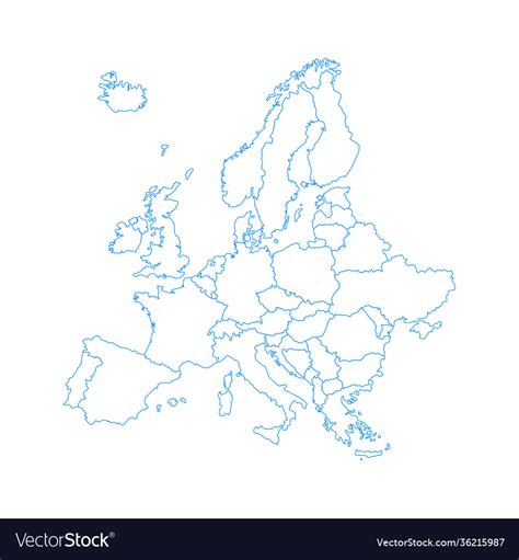 Europe map contour on a white background in flat Vector Image