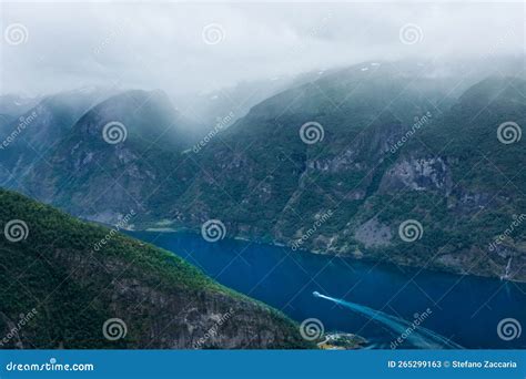 Beautiful View Of The Aurland Fjord From Stegastein Lookout Norway