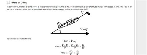 Solved In Aeronautics The Rate Of Climb RoC Is An Chegg