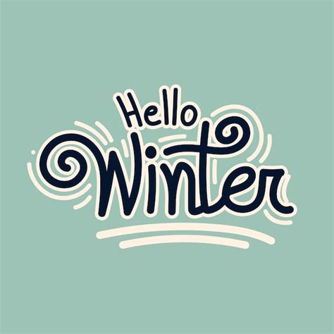 Premium Vector Hello Winter Free Hand Lettering Typography Vector