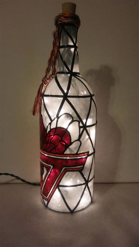 Virginia Tech Inspired Wine Bottle Lamp Hand Painted Lighted Etsy