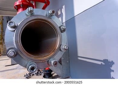 Steel Flange Steel Fire Protection Pipe Stock Photo