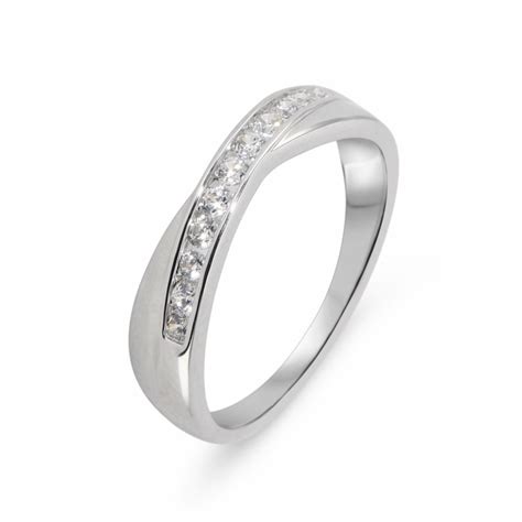 Bague Demi Alliance En Or Blanc Et Oxyde De Zirconium Ref