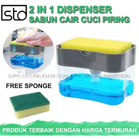 Jual Pump Dispenser In Holder Sponge Tempat Sabun Cuci Piring Free