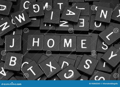 Black Letter Tiles Spelling The Word X Home X Stock Image