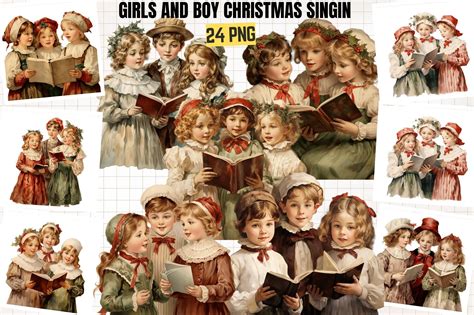 Christmas Carol Singers Clipart Graphic by DenizDesign · Creative Fabrica