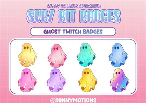 Cute Ghost Twitch Sub Badges Bit Badges Kawaii Streamer Etsy