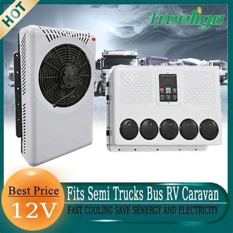 Treeligo 12000BTU 12V 24v Truck Car Air Conditioner Split AC Fits Semi