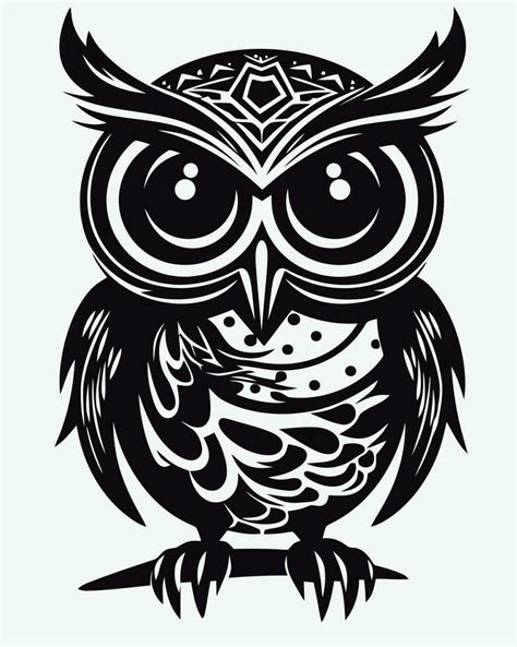 Owl Black And White 23290930 Vector Art At Vecteezy