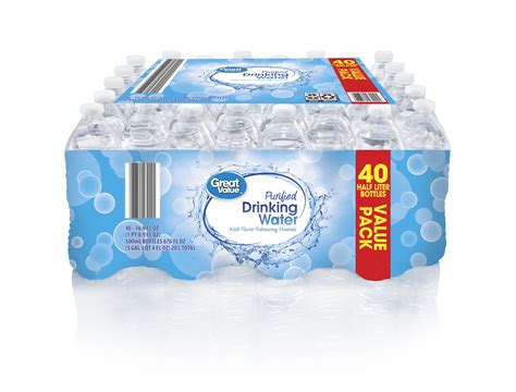 Great Value Purified Drinking Water, 16.9 Fl Oz, 40 Count Bottles ...