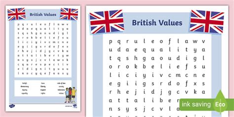 British Values Word Search British Values Resources