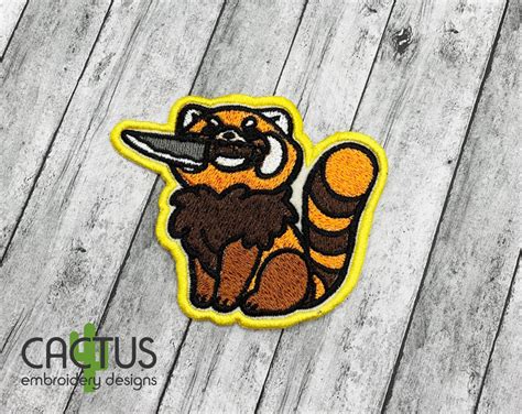 Red Panda Patch Embroidery Design – Cactus Embroidery Designs