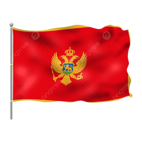 Montenegro Flag Flying On Pole Montenegro Flag Red Flag Png