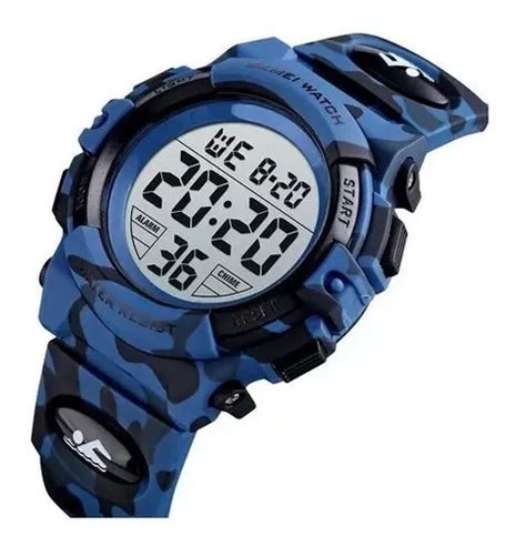 Skmei Reloj Ni Os Militar Sumergible Camuflado Azul Cuotas Sin