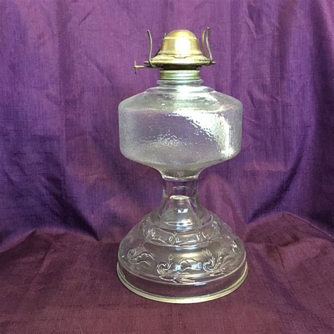 Antique Eagle Oil Lamp Panda Danbury Round Textured Body Clear Glass