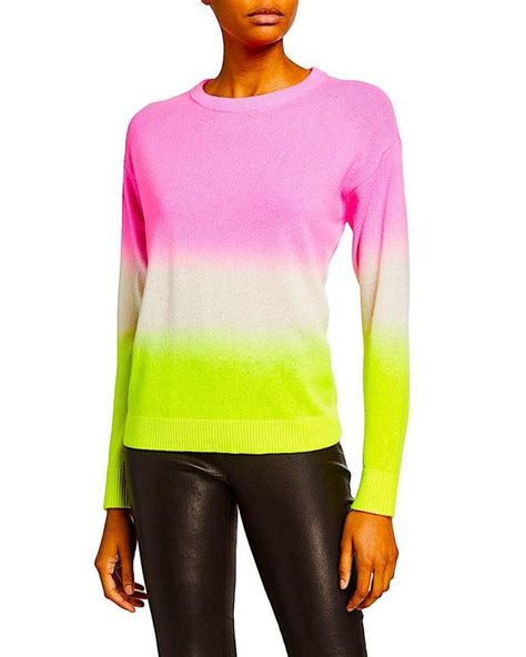 Alice Olivia Gleeson Cashmere Blend Dip Dye Long Sleeve Pinkyellow