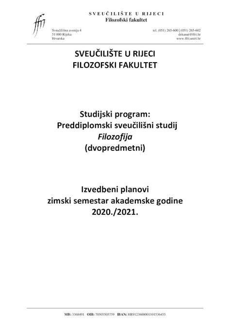 Pdf Izvedbeni Plan I Osnovni Podaci O Kolegiju Naziv Kolegija