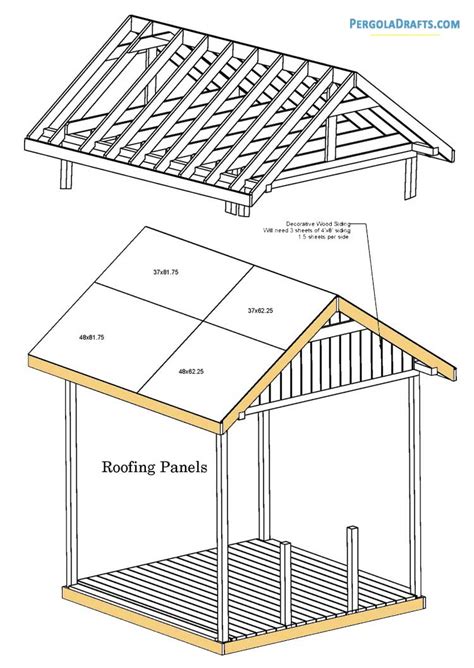 10×10 Gable Roof Square Gazebo Plans