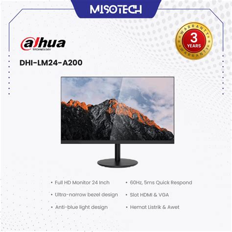 Jual MONITOR LED DAHUA 24 INCH DHI LM24 A200 FULL HD HDMI 75HZ VA