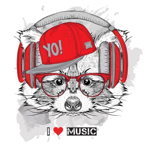 Raccoon Headphones Stock Illustrations 105 Raccoon Headphones Stock