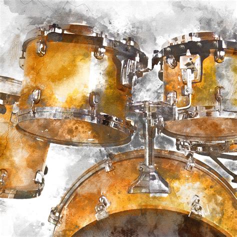 Drums Poster Watercolor Drum Set Art Drum Wall Poster Etsy