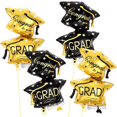 Buy Katchon Black And Gold Graduation Hat Balloon Big Inch Pack