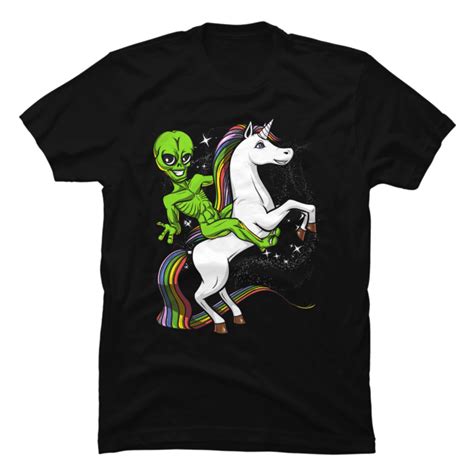 Space Alien Riding Unicorn Ufo Buy T Shirt Designs