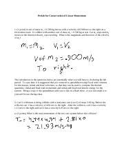 Prelab For Conservation Of Linear Momentum Prelab For Conservation