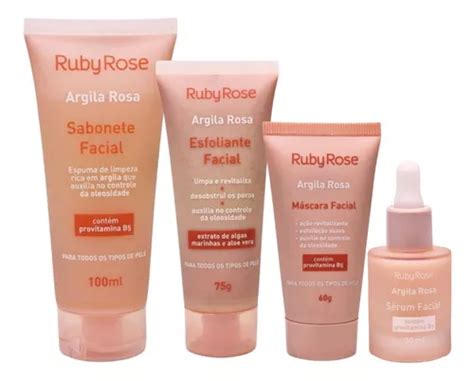 Kit Produtos Limpeza Facial Ruby Rose Argila Rosa Completo