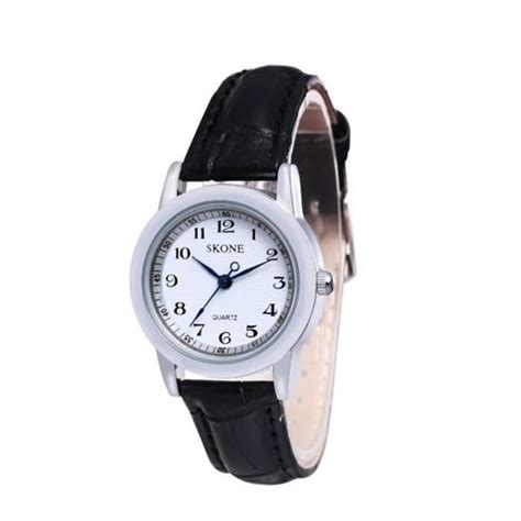 SHARPHY Montre Femme Quartz Concis Mode Bracelet En Cuir Noir Haute