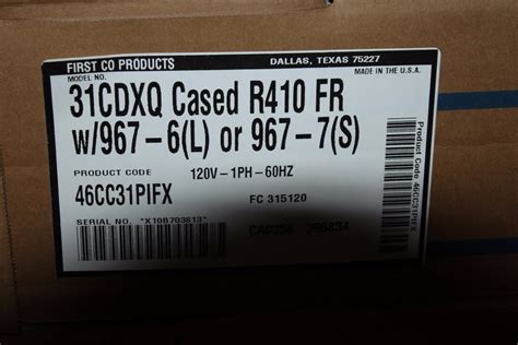 First Company Air Handler Serial Number