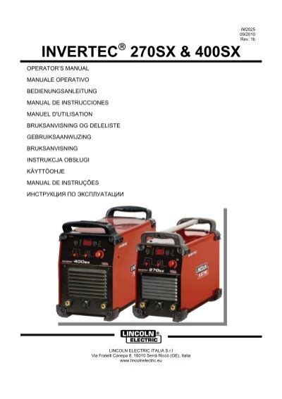 Invertec Sx Sx Lincoln Electric Documentations