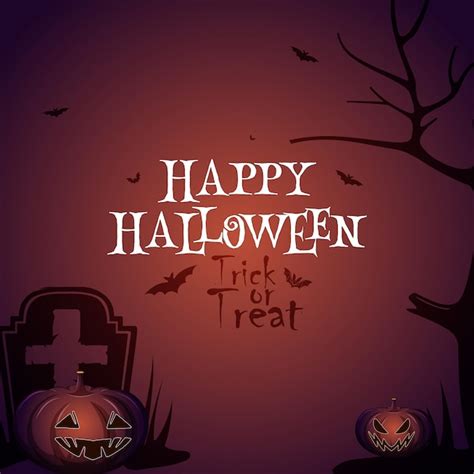 Premium Vector Halloween Night Background With Pumpkinvector Illustration