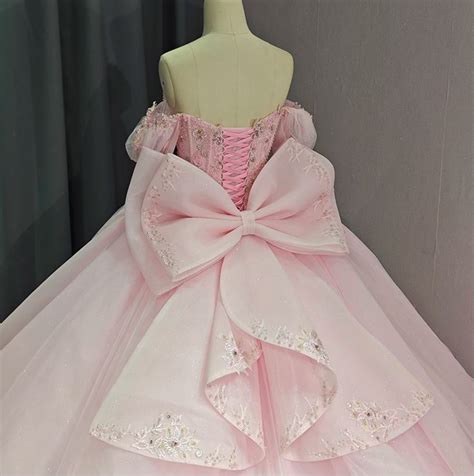 Pink Shiny Sweetheart Quinceanera Dress Off Shoulder Sequined Lace Bow