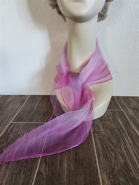 Vintage Sheer Crepe Nylon Floral Head Or Neck Scarf  Gem