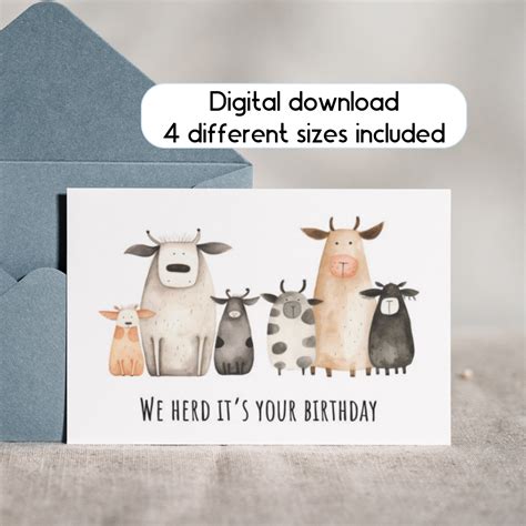 Printable Birthday Card Funny Birthday Card Herd It S Your Birthday