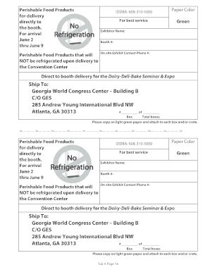 Fillable Online Iddba Dairy Deli Bake Green Shipping Label Dairy