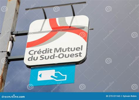 Credit Mutuel Du Sud Ouest Sign Logo And Brand Text On Bank Office