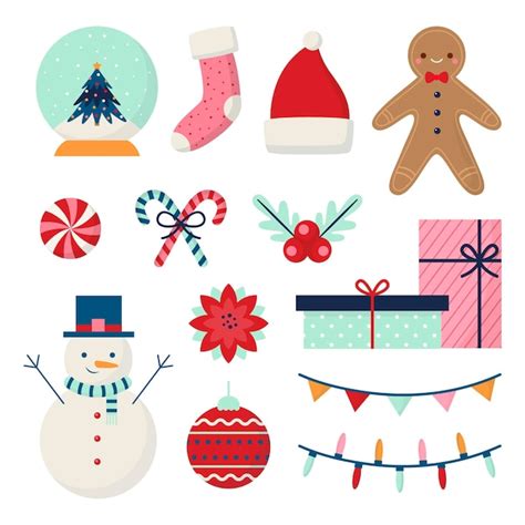 Premium Vector Christmas Element Collection In Flat Design