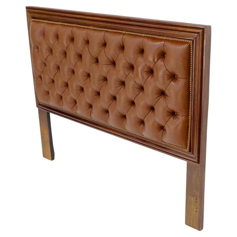 Brown Tan Leather Tufted Custom Full Size Headboard Bed For Sale At