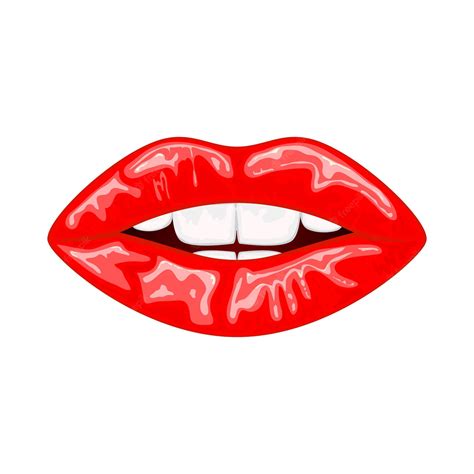 Premium Vector Red Female Lips On White Background