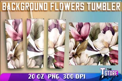 Background Flowers Tumblers Wrap Oz Graphic By The T Store Design