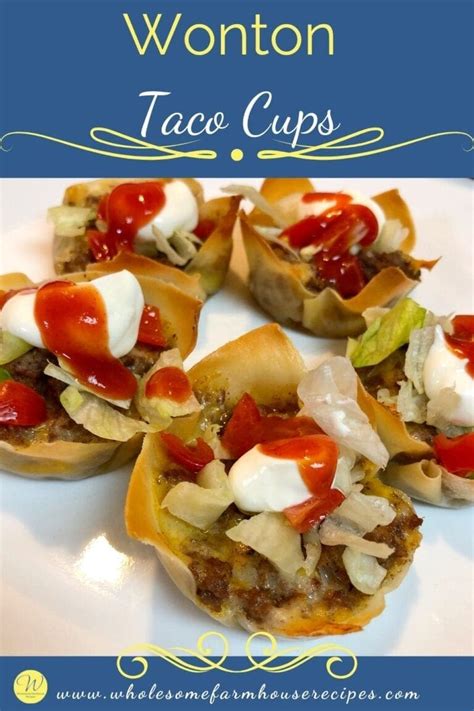 Crunchy Wonton Taco Cups Easy Appetizer Recipe Wholesome Farmhouse